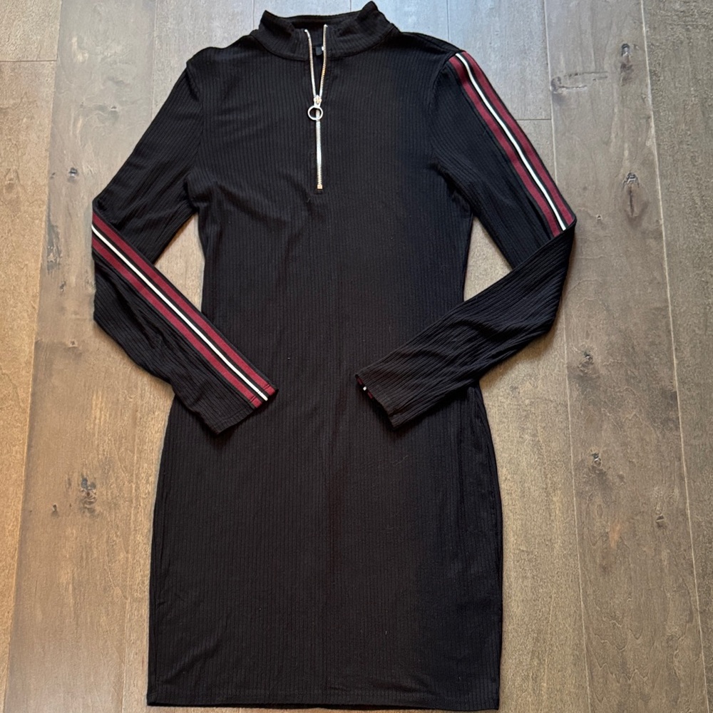 Express Black Dress with Red and White Stripes - Picture 1 of 4